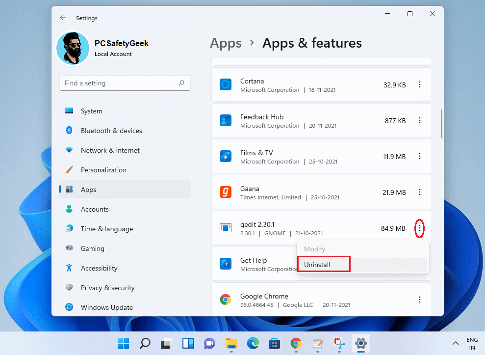 Uninstall Nqhd from Windows 11