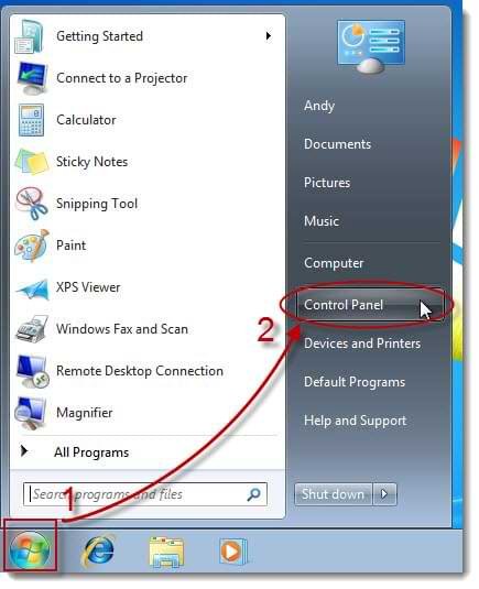 Windows 7 Control Panel